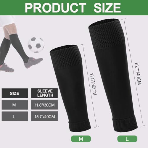 Ultrafun 3 Pairs Leg Sleeves Medium/Black - Pre-Cut Soccer Shin Guard Sleeves for Soccer Football