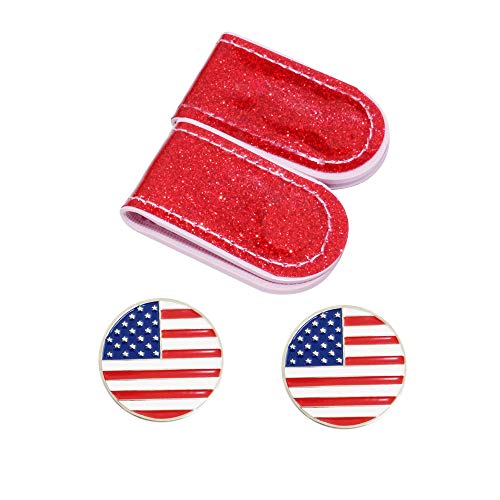Glittering PVC Golf Hat Clip with Ball Marker - Set of 2