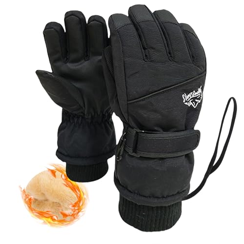 Waterproof Winter Ski Gloves - Black, Size 11.4x4.7in