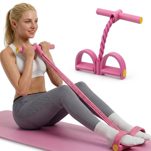 Pedal Resistance Bands with Handles for Full-Body Workout - Pink