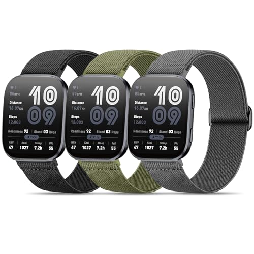 Nylon Watch Bands for Amazfit Bip 6/5/Active Max - Black, Army Green, Blue-Gray