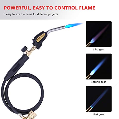 Propane Torch Hand Hose, Mapp Gas Torch,Welding Torch,Hose Length 1.5M/60"Maximum Operating Temperature 1900¡É/3600¢µ-with Hook (Quick ignition with valve Style)