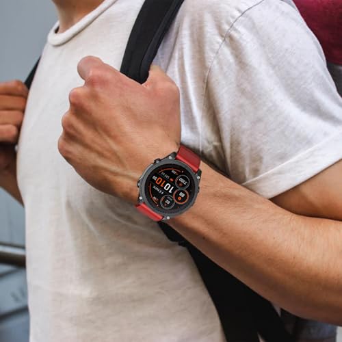 26mm Replacement Band for Garmin Fenix 8 - Red Black
