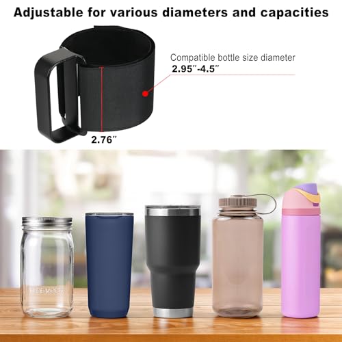 Beautyflier Adjustable Tumbler Handle for 20-64oz Cups (Black) fits YETI/Rambler, RTIC, Ozark Trail