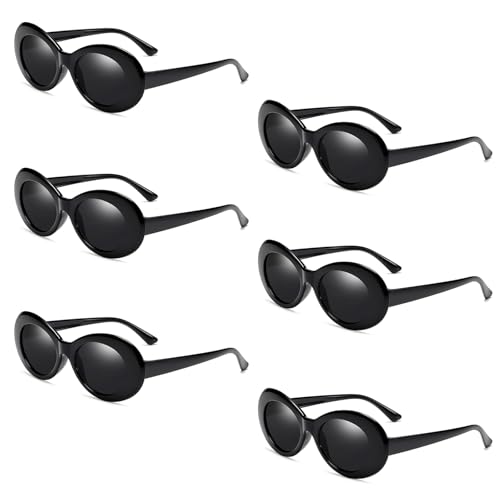 Retro Oval Goggles Sunglasses - Black Polarized Clout Glasses