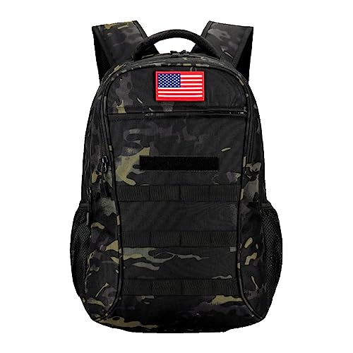 Outdoor Plus Black Camo 40L Tactical Boys School Backpack with USB Port