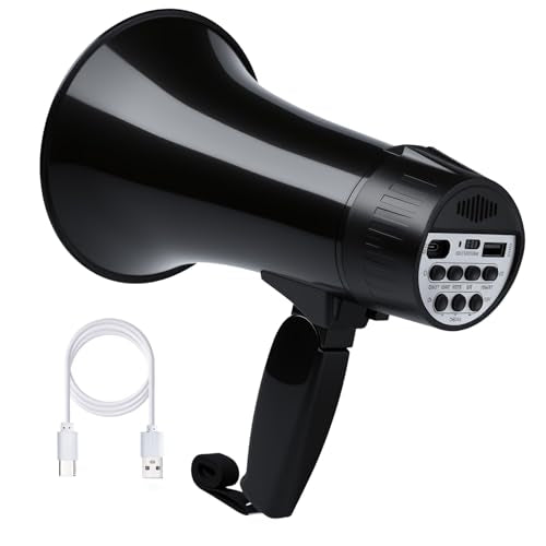 20W Rechargeable Megaphone with Siren & Bluetooth Input