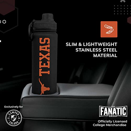 Texas Longhorns Insulated Water Bottle - 24 oz Black Tumbler