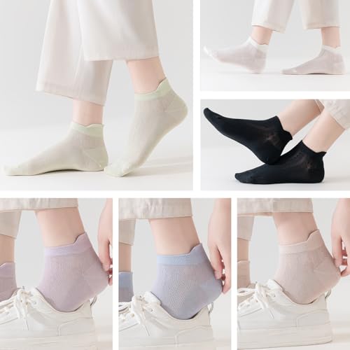 Mottee&Zconia Women's Ankle Socks 6-Pack - Cute Cotton Mesh Athletic Low Cut Socks