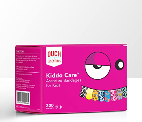 Ouch Essentials Kiddo Care - Kids Adhesive Bandages, Assorted Styles,