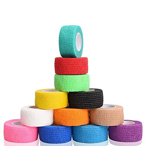 12 Colors Self-Adhesive Cohesive Bandage Wrap - Mix Colors