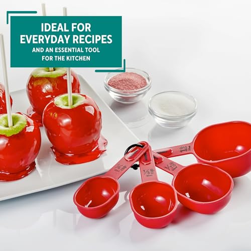 4-Piece Nested Measuring Cup Set - Durable Red Plastic Kitchen Essentials