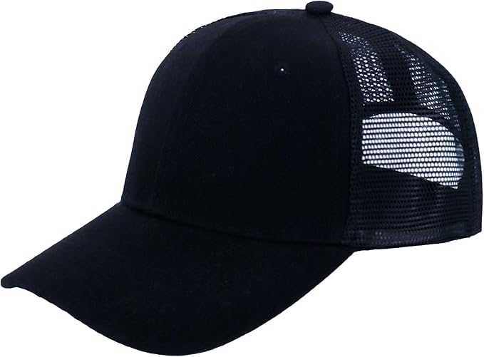 ZH 20 Pack Blank Mesh Trucker Hats - Adjustable Snapback Caps for Men & Women, Black, One Size-Large
