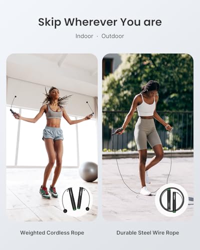 Smart Cordless Jump Rope with Counter & App Tracking - Black