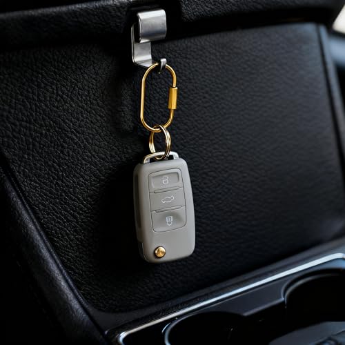 Brass Key Ring Set - Gold Carabiner Clip with Screw Lock, 4 Clips