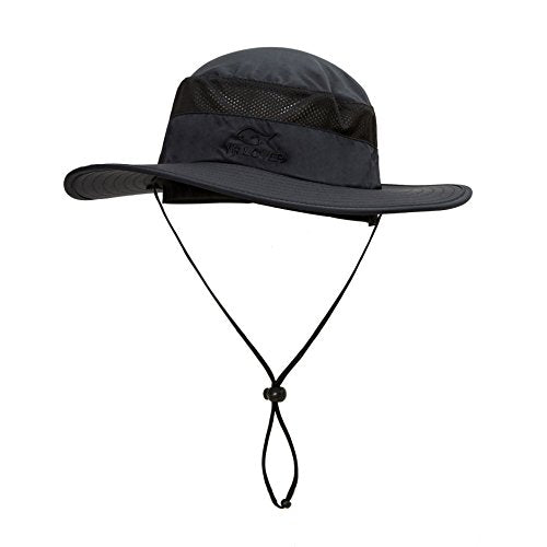YR.Lover Outdoor UV Sun Protection Wide Brim Fishing Cap with Removable Flap, One Size, Black