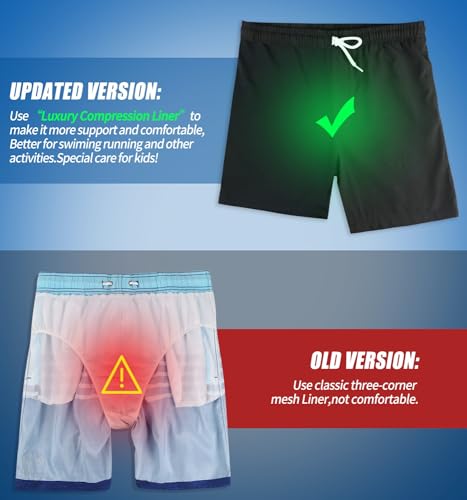 LUCOWEE Boys Swim Trunks - Gamepad Blue 10-12 / Soft Lined Quick-Dry UPF50+