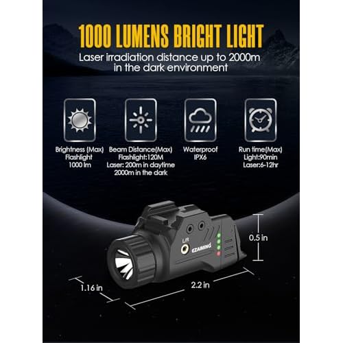 Green Laser Light Combo with Low and High Rear Switchs for Picatinny/GLK Rail