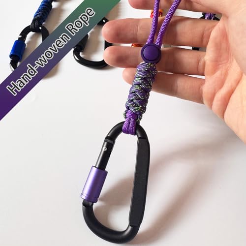 Paracord Keychain with D-Ring Carabiner & Screw Lock - Purple