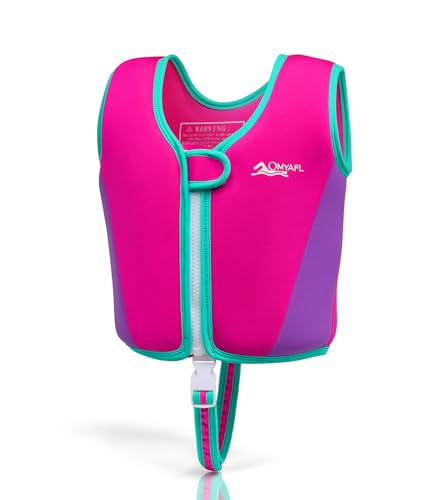 OMYAFL Toddler Swim Vest 4-6y Pink Large Adjustable Neoprene Buoyancy Jacket