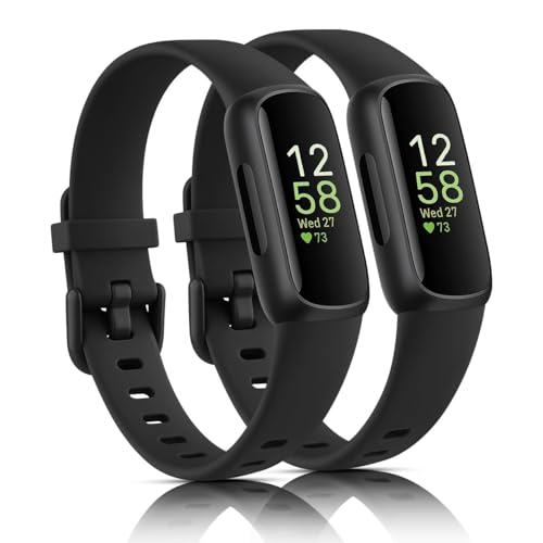Silicone Sport Bands for Fitbit Inspire 3 - 2-Pack Black