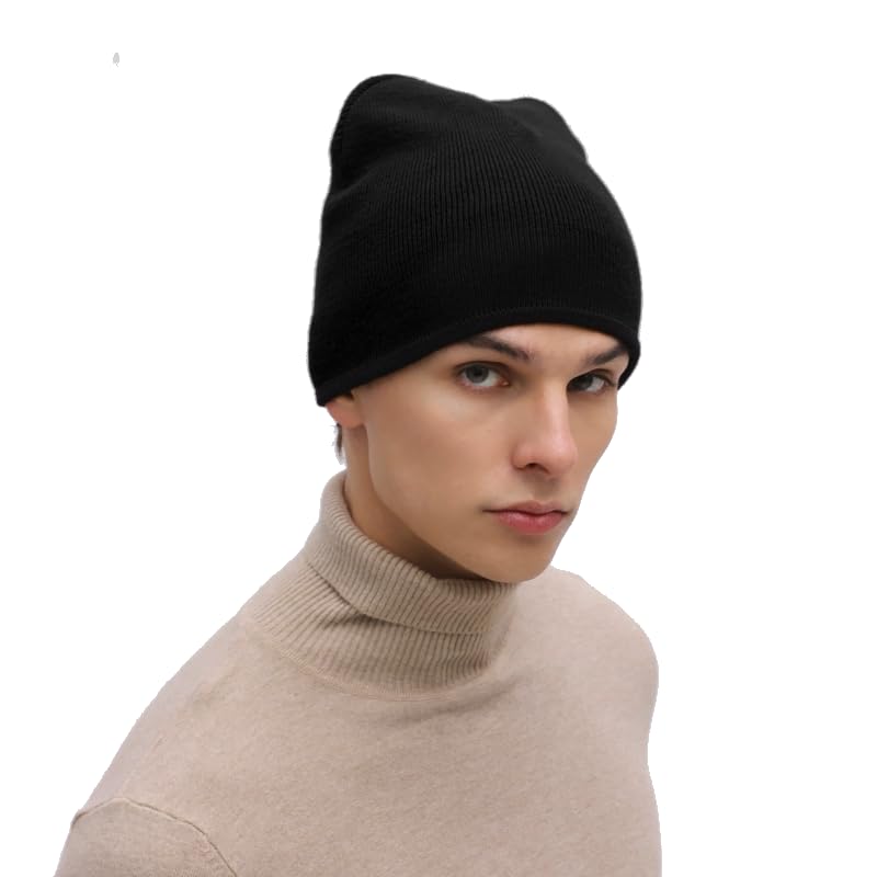 Thick Knitted Beanie for Men & Women - Black/White