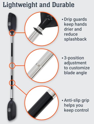 BKC KP224 86-Inch Kayak Paddle - 2-Piece Adjustable Aluminum Shaft