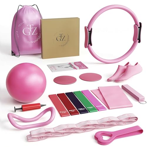 18-Piece Pilates Equipment Set - Home Workout Kit - Pink