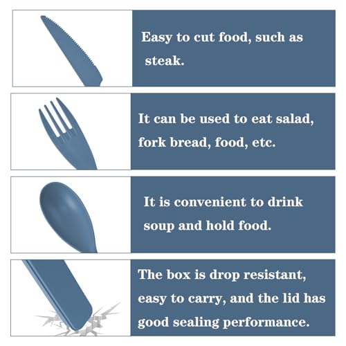 Large Utensils Set with Case - Reusable Travel Cutlery Set, 4 Colors