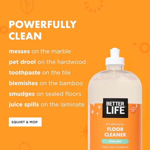Better Life Citrus Mint Floor Cleaner - Liquid Multipurpose Floor Cleaner, Pack of 2, 32 Fl Oz Each