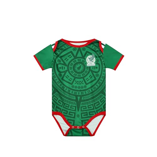 Newborn Infant Bodysuit Short Sleeve - USA Mexico Argentina - 0-9 Months Green & Red