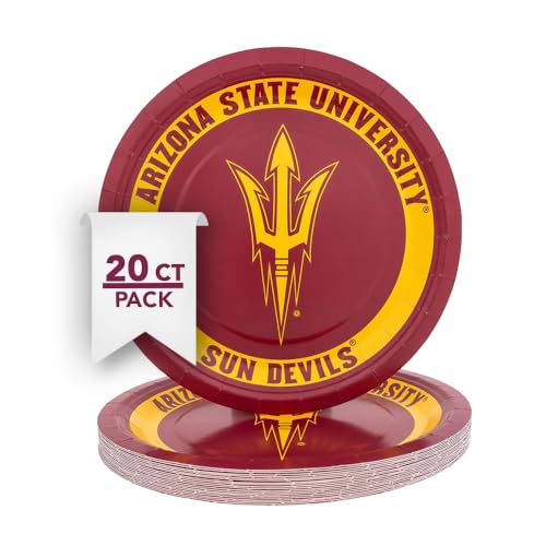 Arizona State University 20-Count 9-Inch Paper Plates - Officially Licensed