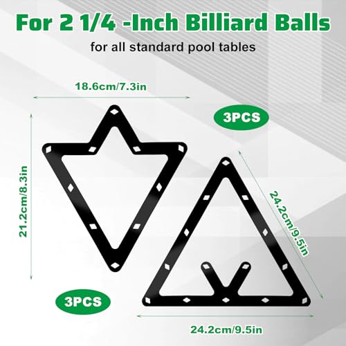 6-Piece Billiard Ball Rack Set for 8-Ball & 9-Ball Games