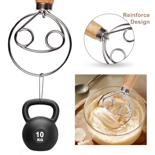 Danish Dough Whisk - 13-Inch Stainless Steel Mixer with Brush
