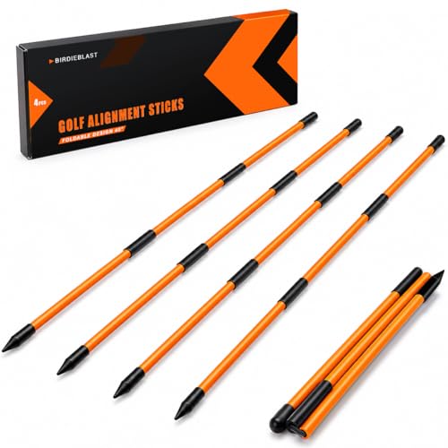 Collapsible Golf Alignment Sticks - 4 Pack Orange, 40" Training Aid