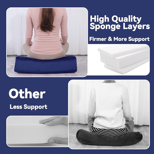 MABOZOO Blue Velvet Yoga Bolster Set with High-Density Foam for Restorative Yoga & Meditation