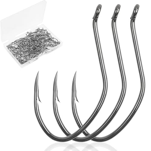 Catfish Hooks - 80pcs Offset Beak Octopus Fishing Hooks 8#