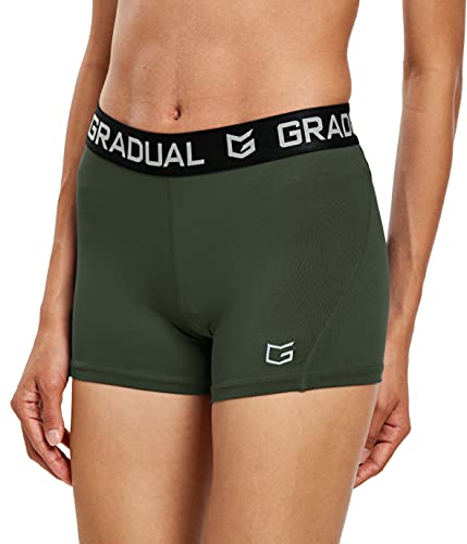 Women's Compression Volleyball Shorts - 3"/7" - Medium Olive Green