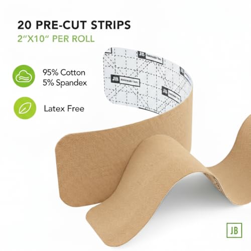 June Bugz Kinesiology Tape Beige Neutral 80 Precut 10-Inch Strips, 4 Rolls