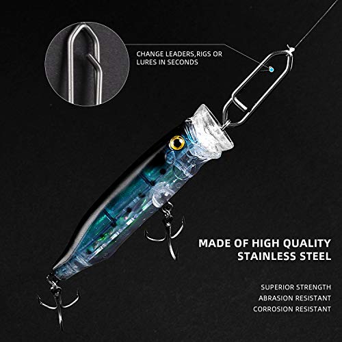 Stainless Steel Fishing Power Clips - Quick Change Lure Snaps - 75LB, 25pcs