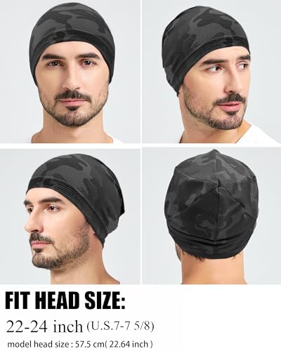 Simapu 3-Pack Camo Skull Caps - Summer Beanies for Men & Women, Black, Grey Variants