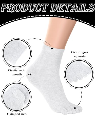 Bencailor Cotton Toe Socks for Women & Men - Quarter-Crew, Size 8-11, Classic Style