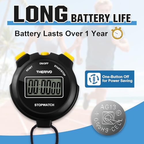 Digital Silent Stopwatch Timer - Easy to Use, Large Display - Black
