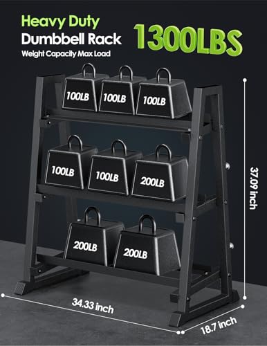 3-Tier Dumbbell Rack – 1300 lbs Heavy Duty Weight Stand for Home Gym