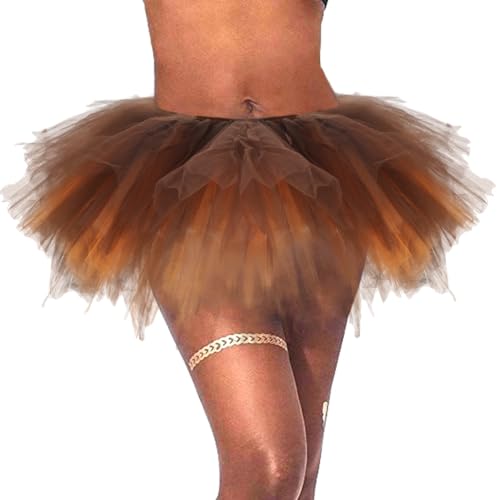 40 Short Orange-Brown Adult Tutu Skirt Elastic Layered Ballet Dance Costume