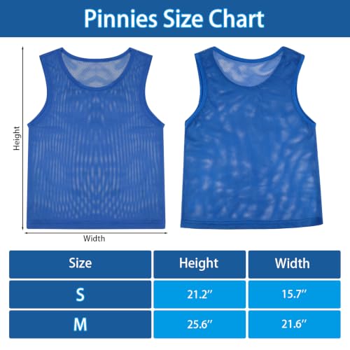 Blue Youth Small Soccer Pinnies, 6-Pack Team Practice Vests for Youth & Adults
