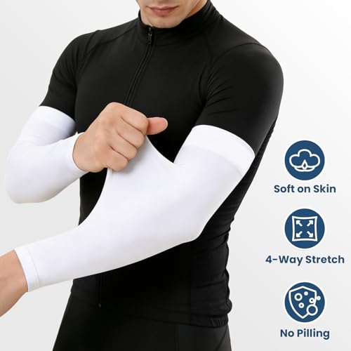 8 Pairs UV Sun Protection Arm Sleeves for Outdoor Sports & Work - Black, White, Gray, Gray - Mochabao