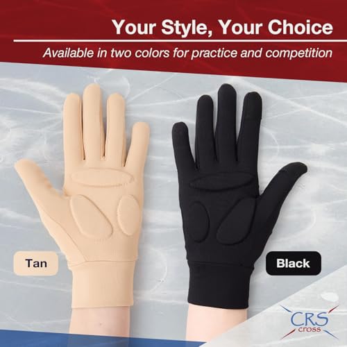 Padded Ice Skating Gloves for Girls - Black, Youth Medium/Large