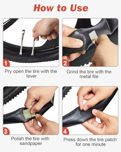 90-Piece Bike Tire Repair Kit with Stainless Steel Levers - Black