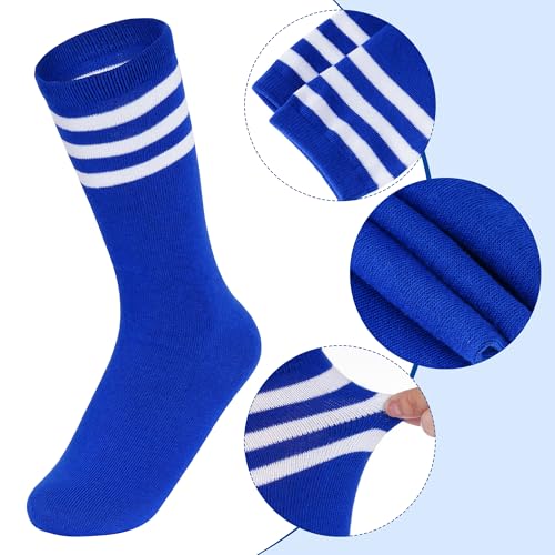 Toddler Athletic Soccer Socks - 3 Pairs for Kids 3-6 Years - White/Blue/Black